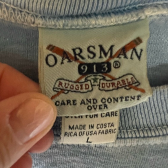 Vintage 90s Y2K Oarsmen light blue distressed Michigan Wolverines LS tshirt sz L - Picture 4 of 9